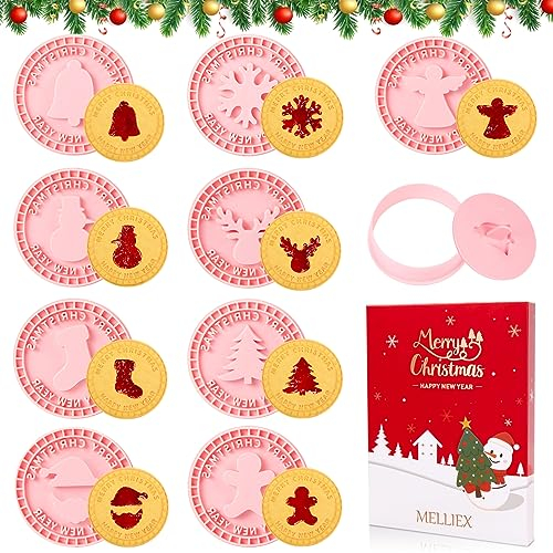 MELLIEX 9 Piezas Moldes Galletas Navidad, 3D Plástico Cortadores Galletas Navidad Prensables Moldes Navidad para Hornear Galletas Caseras