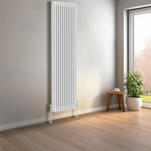 NRG Gloss White 1800 X 560 mm Vertical Traditional Column Cast Iron Style Radiator Central Heating Radiator Perfect for Bathrooms, Kitchen, Living Room 3 Column