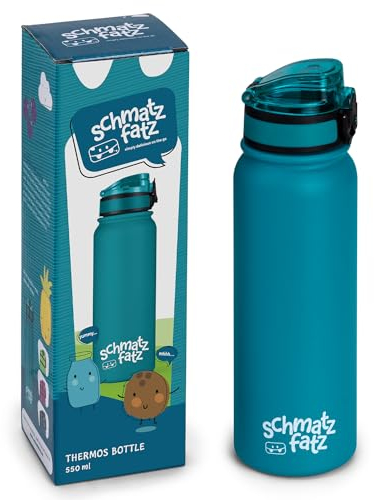 schmatzfatz Thermosflasche, Trinkflasche Kinder Auslaufsicher, 550ml Edelstahl-Trinkflasche Thermo für Schule & Kindergarten, BPA-Frei Wasserflasche, Auslaufsichere Trinkflaschen, Mädchen & Jungen