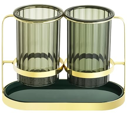 Toothbrush Holder, Toothbrush Cup Holder Wall Mounted Toothbrush Pot With Drainage, Tooth Brush Holder 8.6X3.9X6.5In Toothbrush Organiser Bathroom Accessories For Kitchen Vanity Countertops (Green)