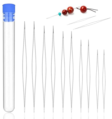 INBOLM 10Pcs Beading Needle,Big Eye Bead Threading Needles 5 Sizes Stainless Steel Sewing Needles,Collapsible Embroidery Needles with Bottle for Seed Beads Jewellery Making