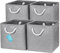 OrganiHaus 28x28 Cube Storage Bins Set of 4, Fabric Cube Baskets for Storage Shelves, Foldable Storage Cubes for Kallax Organizer Cube Bins w Rope Handles, Cubby Bins for Nursery Decor, Grey
