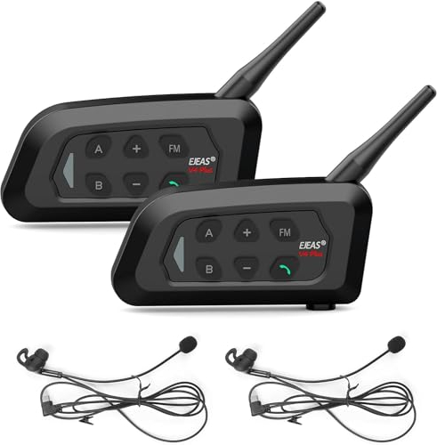 EJEAS V4C Plus Professional Football Referee Bluetooth Intercom Headset, 1200M 4 People Full Duplex Talking at The Same Time Interphone for Soccer and Handball Referees(2 Pack)