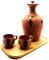 Zayti Jarre en Terre Cuite, pour Purifier Son Eau NATURELLEMENT - avec Deux Tasse ET Un Plateau en Bois - contenance 2l, 30cm
