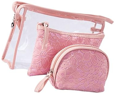 Didiseaon Trousse De Maquillage Trousse De Toilette À Compartiments Multiples 3 Pièces De Rangement en PVC avec Fermetures Éclair pour Les Voyages Et L'école