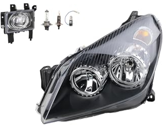 Johns, Scheinwerfer Halogen Front passend für Opel Astra H 03/2004 - H7 H1 Links Fahrer + Nebelscheinwerfer + Leuchtmittel