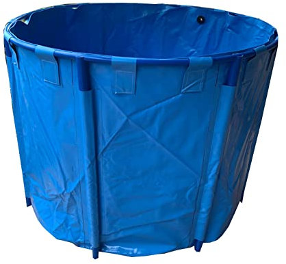 zklaseot Stahlrahmenbecken, Rund Leinwandfisch Teichbecken Mit Metallbügel Groß Fold Aquarium Kinderbecken Fischbecken Zum Speichern Bewässerung Von Wasser, Farbe : Blau, Größe : 1X0