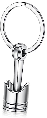 TOPPERFUN Metall Schlüsselanhänger Motorkolben Silberfarbig Robust Langlebig Kreative Autodekoration Geschenk Kfz-mechaniker Partybevorzugung Schmuck Für Autoschlüssel Tasche Handy
