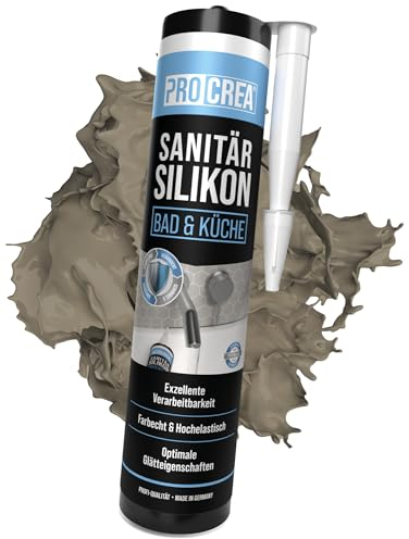 PROCREA® 1x Premium Sanitärsilikon Bad & Küche“ (Sanitärgrau) [mit Anti-Schimmel-Formel] Dichtmasse für innen & außen - Universal Silikon in Profi-Qualität (grau) - Made In Germany