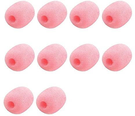 Bamberg 10 Pack Lapel Headset Microphone Windscreen, Microphone Sponge Foam Cover Mini Size Lavalier Microphone Windscreen Pink