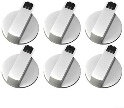6PCS 6mm Gas Hob Knobs, Rotary Switch Control Knobs, Gas Stove Oven Replacement Parts Universal Metal Switch Control Knobs