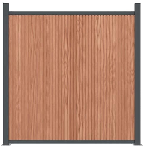 WPC Zaunelement, Gartenzaun mit 2 Pfosten, 180x186 cm, Braun, für Privatsphäre und Sicherheit im Außenbereich