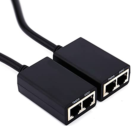 CFTGIW über Cat5 Ethernet A 30M über Rj45 Cat5E Cat6 Lan Ethernet Balun Extender Repeater Bis zu 1080P Schwarz