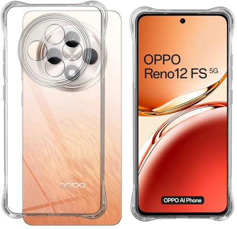 Yenwen Funda para OPPO Reno 12 FS (5G / 4G) / Reno 12F (5G/4G) Cover, Silicona Case Protector Antigolpes TPU Flexible, Anti-Arañazos Clear Slim Transparente Carcasa para OPPO Reno12 F / Reno12 FS