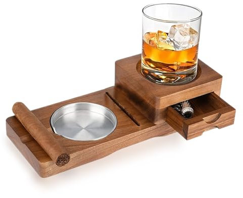 Scotte Posacenere per Sigari,Osuter Legno e Posacenere Compresi Cassetti e Vassoi per Bicchiere Whisky Adatto per Regali di Vacanza Home Office