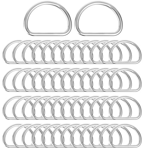 50 Stück D-Ringe aus Metall, Robuster D-Ring Schnalle Halbrunde D-Ring-Schnalle für Segeltuch Gurtband Lederriemen Geldbörse Handwerk Haustierhalsband Rucksack Hardware Verschiedenes DIY-Zubehör