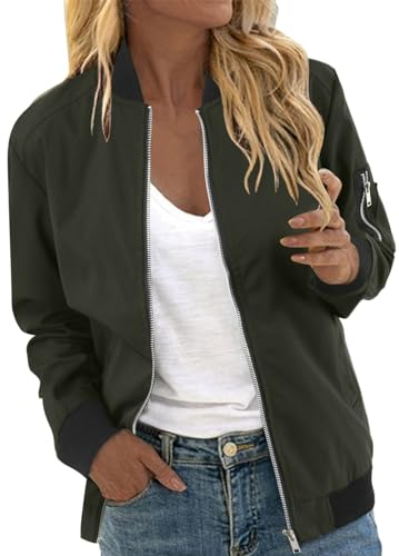 Beokeuioe Sommerjacke Kurz Damen Leicht Fliegerjacke Übergröße Übergangsjacke mit Reißverschluss Bomberjacke Pilotenjacke Lässig Elegant Dünne Ladies Bomber Jacket Freizeitjacke