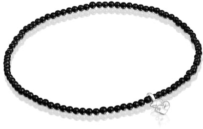 TOUS Pulsera de Ónix con Oso en Plata de Primera Ley para Mujer de 5,5mm, y 16.5 cm de Largo, Colección Bold Bear