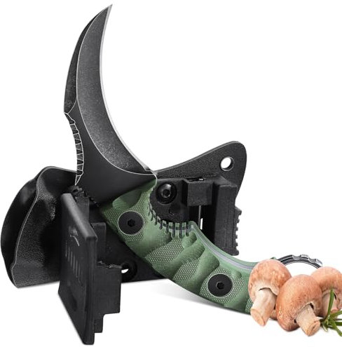 univinlions Outdoor Messer Full Tang,D2 Stahl Jagdmesser Feststehende Klinge,Bushcraft Messer mit Kydexscheide,G10 Griff Survival Messer,Camping Messer Scharf Pilzmesser,Geschenk für Männer