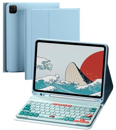 Keyboard Case Compatible with iPad Air 11-inch/Air 5th 4th Generation Case with Keyboard-Backlit Detachable, Folio Cover with Pencil Holder for Air 11 M3/M2 (2025/2024), Air 5/Air 4, Blue