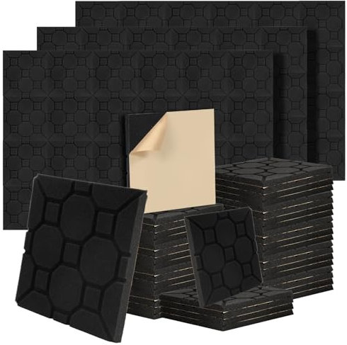 ISOISL 72 Stück Akustikpaneele aus Schaumstoff – Effektive Schallabsorber für Heim, Tonstudio und Gaming Deko mit hoher Dichte 30 x 30 x 2.5 cm, Block