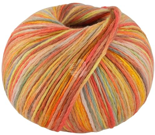 LANA GROSSA Cotonella Multi | Weiches, bedrucktes Kettengarn aus unmercerisierter Pima Baumwolle mit kleinen Glanzlichtern | 75% Baumwolle & 25% Polyacryl | 100g Wolle, Stricken | 270m Garn FB 103