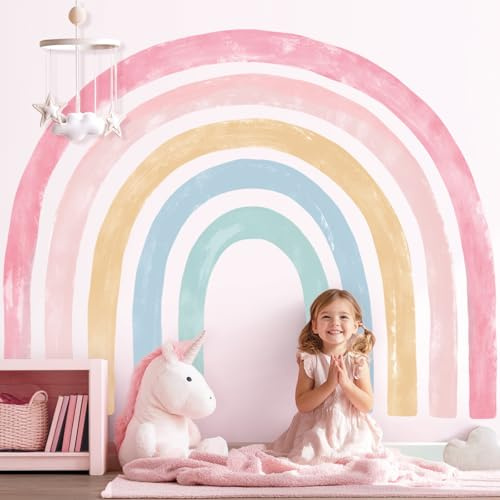 DECOWALL Aquarell Regenbogen Wandtattoo Groß: Wolken Wandsticker (SG4-2429) | Selbstklebend, abnehmbar, neu positionierbar – flexible DIY-Anordnung auf glatten, sauberen Oberflächen für individuelle Deko