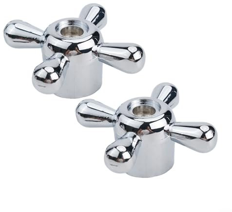 Homefurnishmall 2 manopole per rubinetto, in lega, kit di ricambio per rubinetto, diametro 8 mm e nucleo valvola a 20 denti, per cucine e vasche da bagno