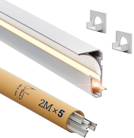 Oscilunaria LED Wandwaschprofil Aluminium für LED-Streifen bis 19mm – Led Trockenbauprofil mit Diffusor für gleichmäßige Wandbeleuchtung, Decken & Fassivwände, Größen - 90 × 57.2mm (AS02, 5 Stück)