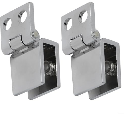 2 x Scharniere für Badezimmer-Dusche, Glastüren, Klemme für Schränke, passend für 5/8 mm Glasplatten, Zinklegierung für Stabilität (0 Grad)