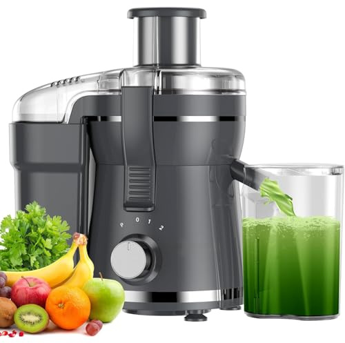 Exprimidor centrífugo de 500 W con 3 velocidades y boca de 3 pulgadas de ancho para frutas y verduras, exprimidor de alto rendimiento incluido cepillo para polvo para una fácil limpieza
