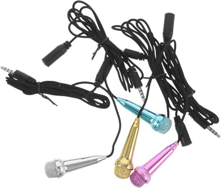 MUELODSIC 4pcs Mini Wired Microphone for Phone Compact Vocal Mic for Streaming Singing Podcasting and Video Recording Easy Plug Play Music Recording Equipment Compatible with Smartphones and
