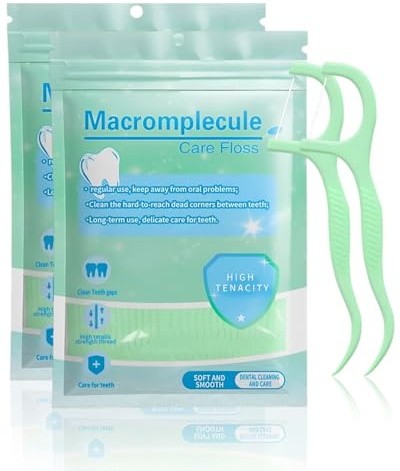 DAFNE 300 Pezzi Filo Interdentale, Bastoncini di Filo Interdentale,archetti filo interdentale,Pulizia dei Denti,Forcella Interdentale,Bastoncini Portatili Cura Dentistica per Tutta Famiglia(verde)