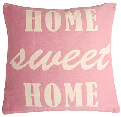 Riyashop Kissenhülle Kissenbezug Dekokissen 45x45 cm Kissen Hülle Bezug (Home Sweet Home -Rosa)