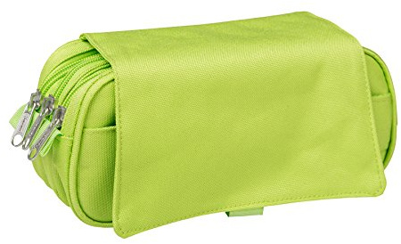 Idena 21418 - Faulenzer-Etui mit Klappe und 3 Fächern, 23 x 12 x 8 cm grün