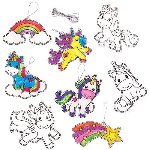 Baker Ross Attrape Soleil motif Licorne à Effet Vitrail - Lot de 8, Activité Manuelle Enfant (AR384)