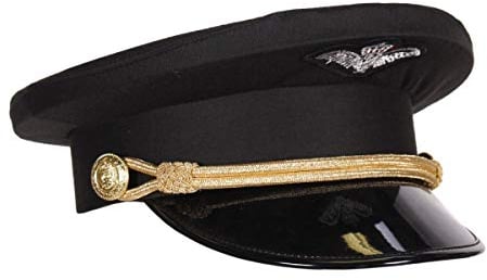 Thetru Piloten-Mütze in schwarz/Gold | Größe 59 | Pilotenmütze Deluxe für Erwachsene (59)