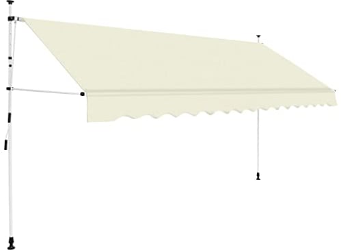 vidaXL Markise Einziehbar Handbetrieben 400cm Creme Klemmmarkise Balkonmarkise