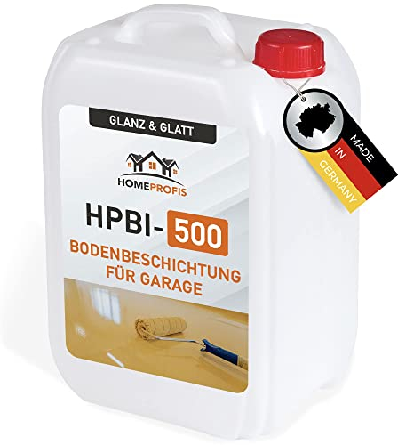 Home Profis® glänzender Garagenboden Flüssigkunststoff inkl. Chips & Walze (50m²) | Über 30 Farben | Bodenfarbe Innen | 2K Epoxidharz Bodenbeschichtung | RAL 7023 Betongrau | HPBI-500