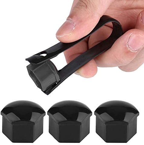 radschraubenkappen 19mm,radmuttern kappen 19mm,Auto Rad Radmutter Kappe Auto Rad Reifen Mutter Schraube Abdeckkappen 20pcs 19mm Auto Hub Schraube Abdeckung Bolzen Felgen Außenschutz(Schwarz)