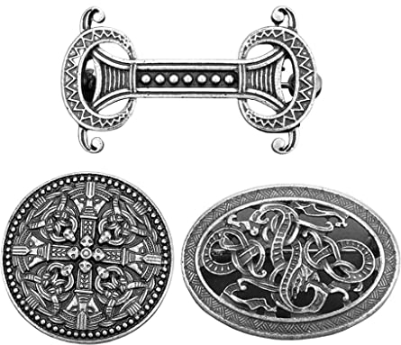chiwanji 3stk Keltische Wikinger Brosche Mittelalter Fibel Gewandnadel Anstecknadel Pins Buttons für Wikinger-Fans, Schmuck Zubehör in Silber