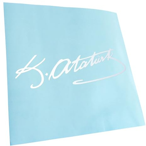 Kiwistar - Autoaufkleber - Mustafa Kemal Atatürk - Mattweiss - 24x8cm - Aufkleber Auto, Laptop, Fahrrad, LKW, Motorrad mehrfarbig JDM Decal Racing