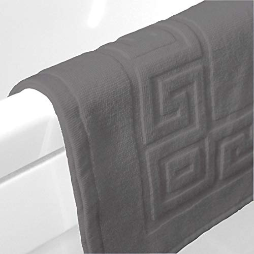A & B TRADERS Egyptian Cotton Bath Mats Classic Greek Key Pattern 750 GSM Terry Towelling Soft Touch (Grey, 12)