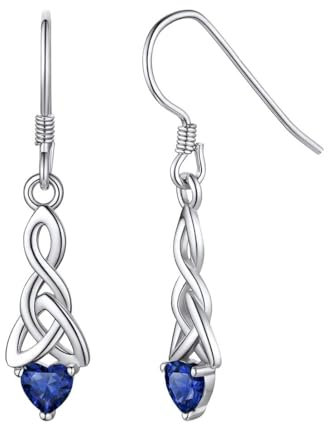 ChicSilver damen Geburtsstein Ohrring Silber September Keltischer Knot Ohrstecker Simulierter Saphir Blau Stein Schmuck Für Mädchen Mama