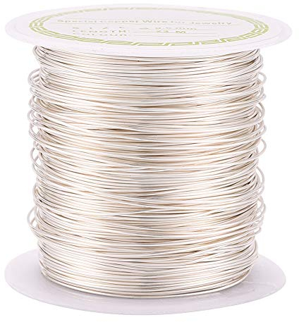 Beadthoven 24Gauge/0.5mm Tarnish Resistant Copper Wire 75 Ft/23M Bendable Metal Wires Silver for Jewelry Wrapping Beading Sculpture Crafts
