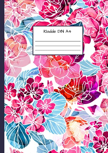 Kladde DIN A4: Notizbuch DIN A4 - Kladde kariert 5 mm - 110 Seiten - Notizheft, Tagebuch, Schreibbuch - Blumenmuster