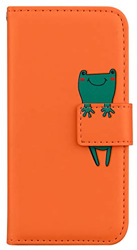 Annuo Handyhülle für iPhone 7 Plus/8 Plus(5.5) Hülle Tasche Case mit Ständer Kartenfach Brieftasche Schutzhülle für iPhone 7 Plus/8 Plus(5.5) Lederhülle Klappbar Band Stoßfest Cartoon Frosch Orange