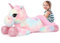 Tezituor Peluche a forma di unicorno gigante, 109,2 cm, colore rosa arcobaleno, per ragazze e donne, grande unicorno in peluche, regalo per San Valentino, Natale, compleanno, feste e decorazioni