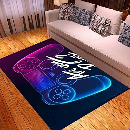 PEIHUODAN Tapis Chambre Ado Garcon Gamer Motif, Petit/Grand Tapis Chambre Adolescent Enfant Adulte Moderne Bleu Rose Tapis Salon Lavable Anti Derapant Tapis D Eveil Poil Court Doux (80x160 cm)