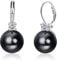 Milacolato 925 Sterling Silber Perlenohrringe für Damen 18Karat Weißgold Überzogene Perlen Ohrringe mit Zirkonia Perlenohrringe Leverback Baumeln Ohrstecker Große Perlenohrringe Mit Geschenkbox